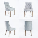 2X French Provincial Dining Chair Oak Leg Amour Grey