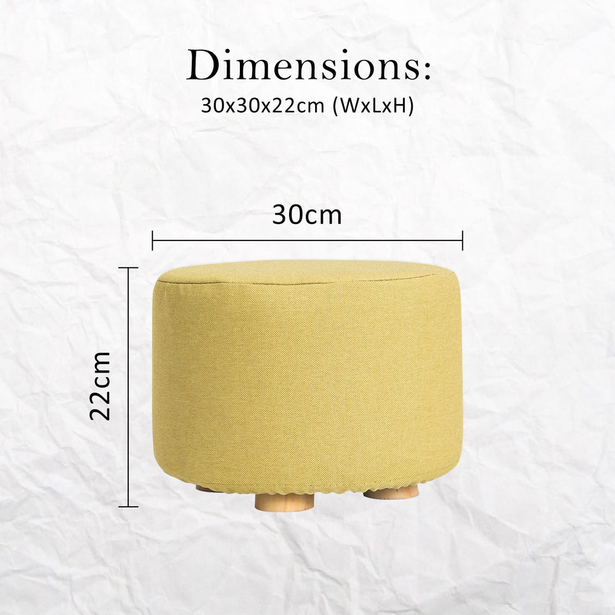 Round Ottoman Fabric Footstool 30x30x22cm