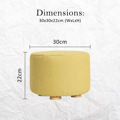 Round Ottoman Fabric Footstool 30x30x22cm