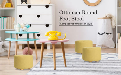 Round Ottoman Fabric Footstool 30x30x22cm