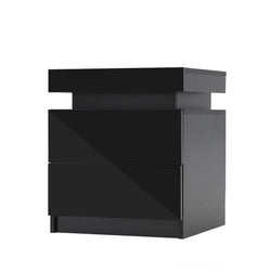 Aurora Black/White/Oak Led Nightstand Duo