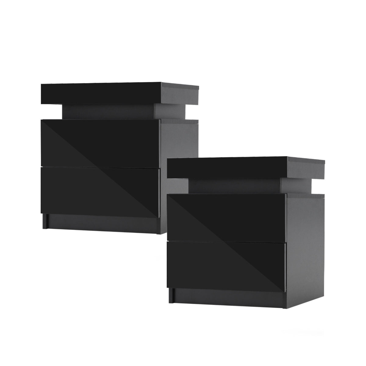 Aurora Black/White/Oak Led Nightstand Duo