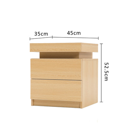 Aurora Black/White/Oak Led Nightstand Duo