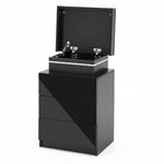 Radiant Nightstand: Led Gloss Glory Black/Oak/White