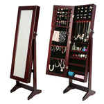 146Cm Walnut Mirror Jewellery Cabinet Storage Organiser Luvo