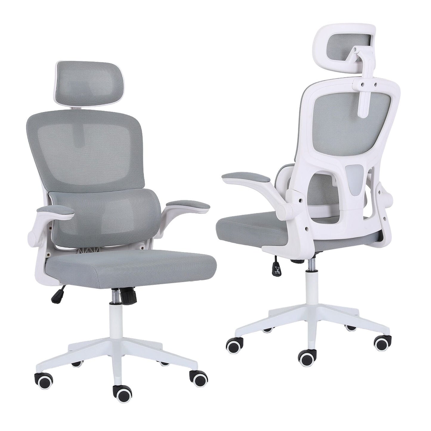 White office chair 58x58x118cm, side view