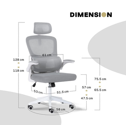 White office chair 58x58x118cm, view 11