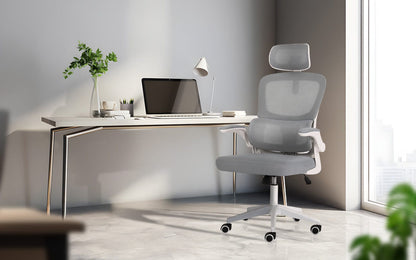 White office chair 58x58x118cm, rear view
