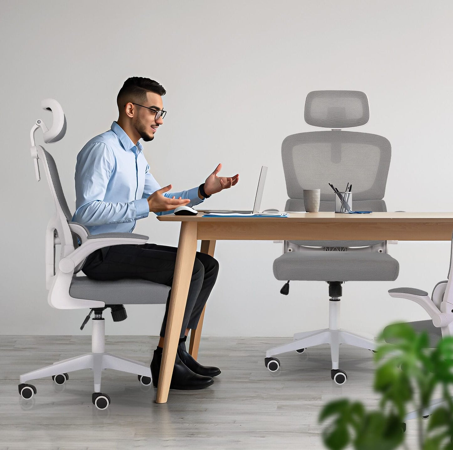 White office chair 58x58x118cm, view 6