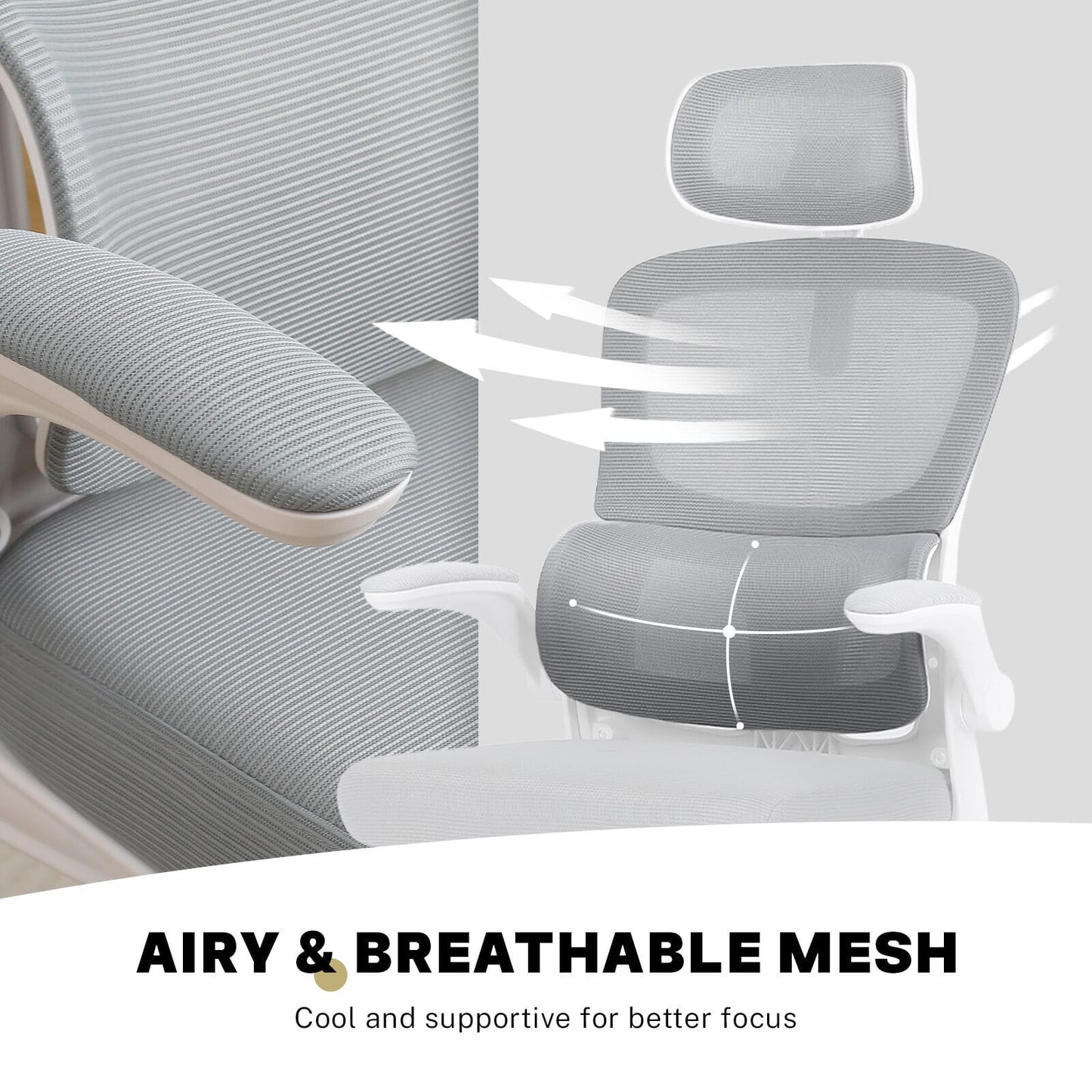 White office chair 58x58x118cm, view 8