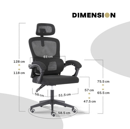 Ergonomic Office Chair Mesh 58x58x118cm