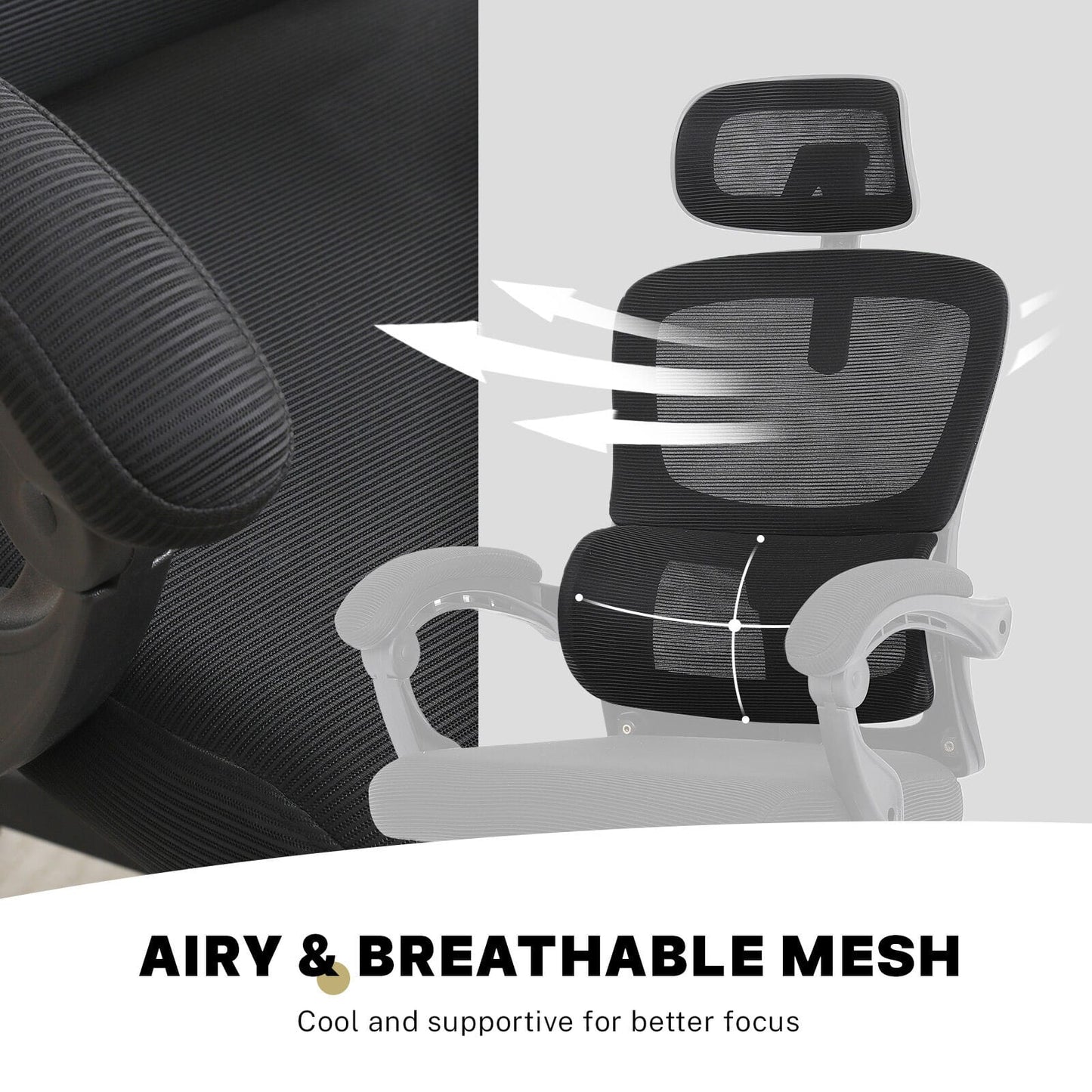 Ergonomic Office Chair Mesh 58x58x118cm