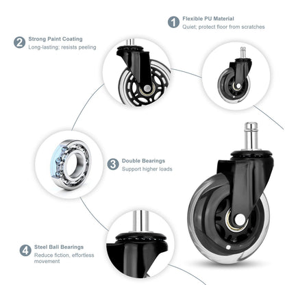 Office Chair Casters Silent Smooth 5x3cm