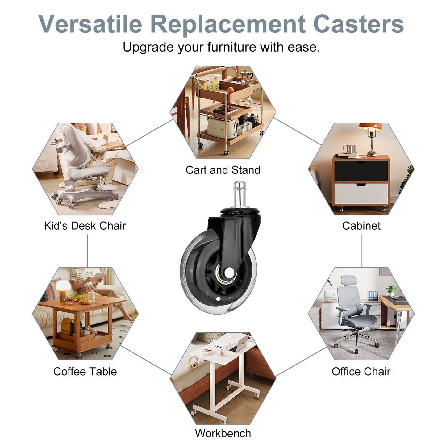 Office Chair Casters Silent Smooth 5x3cm