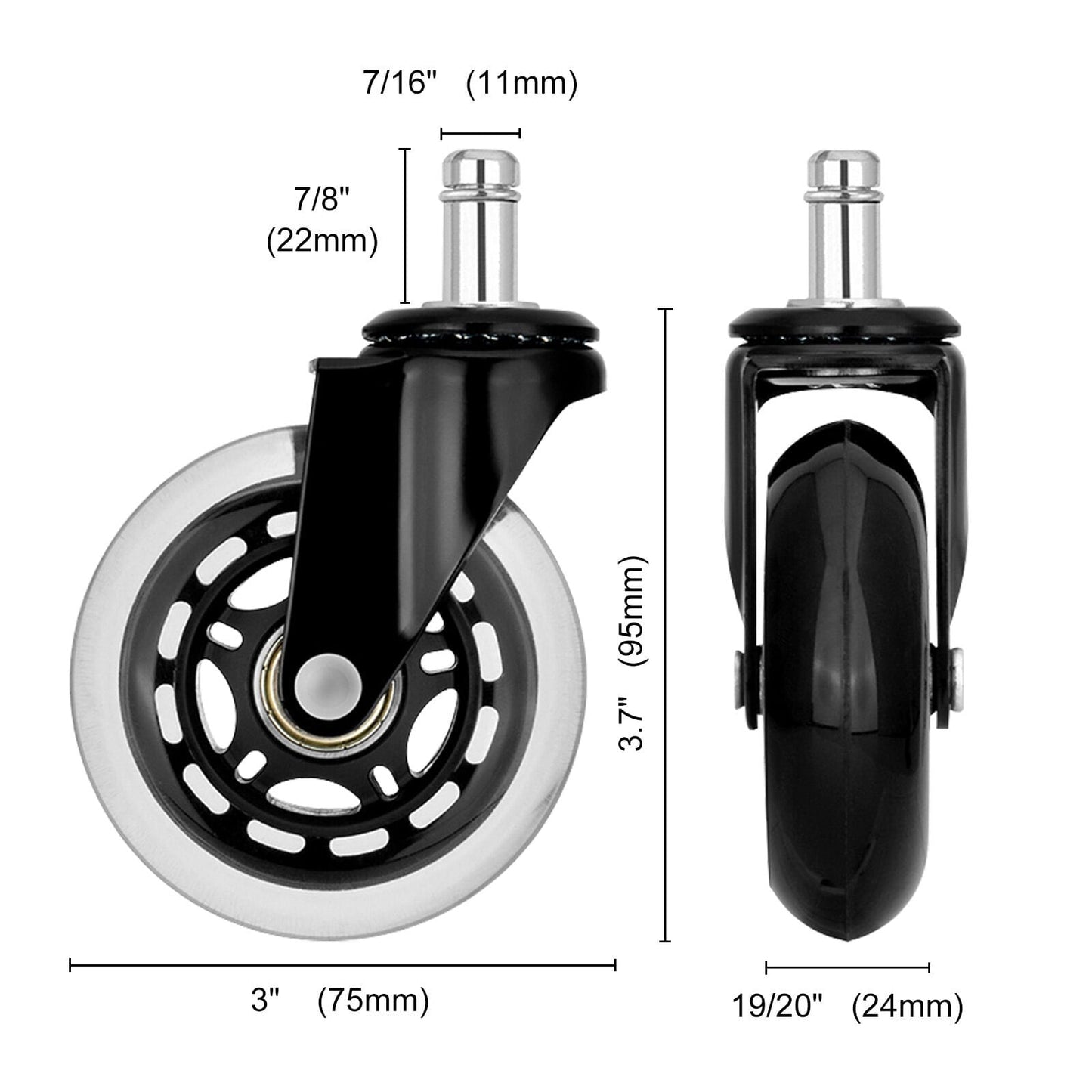 Office Chair Casters Silent Smooth 5x3cm