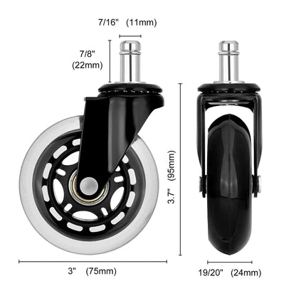 Office Chair Casters Silent Smooth 5x3cm