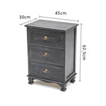 Bedside Table 3/4 Drawers Vintage Side Table Storage Cabinet Bedroom