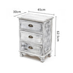 Bedside Table 3/4 Drawers Vintage Side Table Storage Cabinet Bedroom