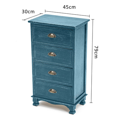 Bedside Table 3/4 Drawers Vintage Side Table Storage Cabinet Bedroom