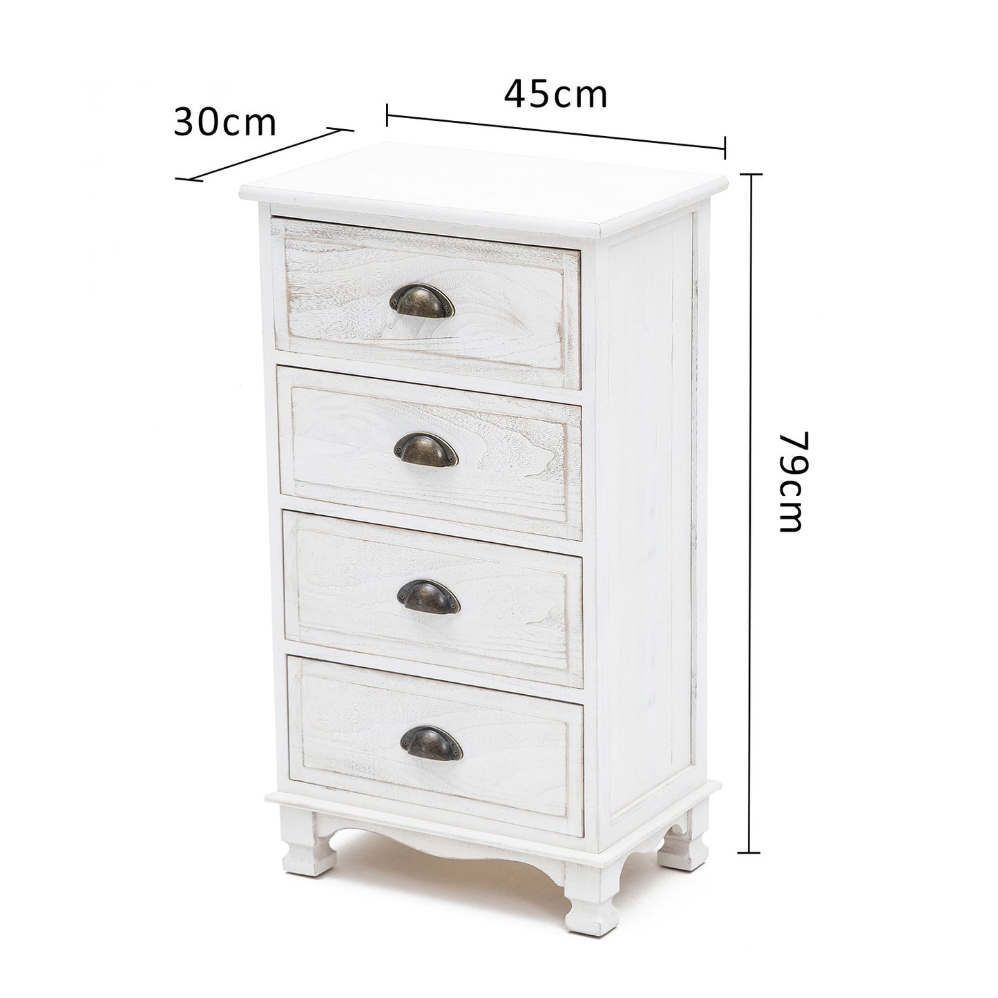 Bedside Table 3/4 Drawers Vintage Side Table Storage Cabinet Bedroom