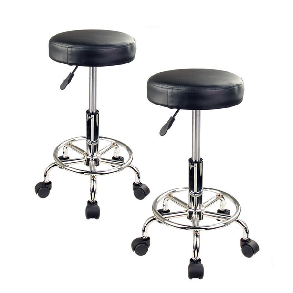  2X Swivel Salon Barber Stool Chair Round Type BLACK