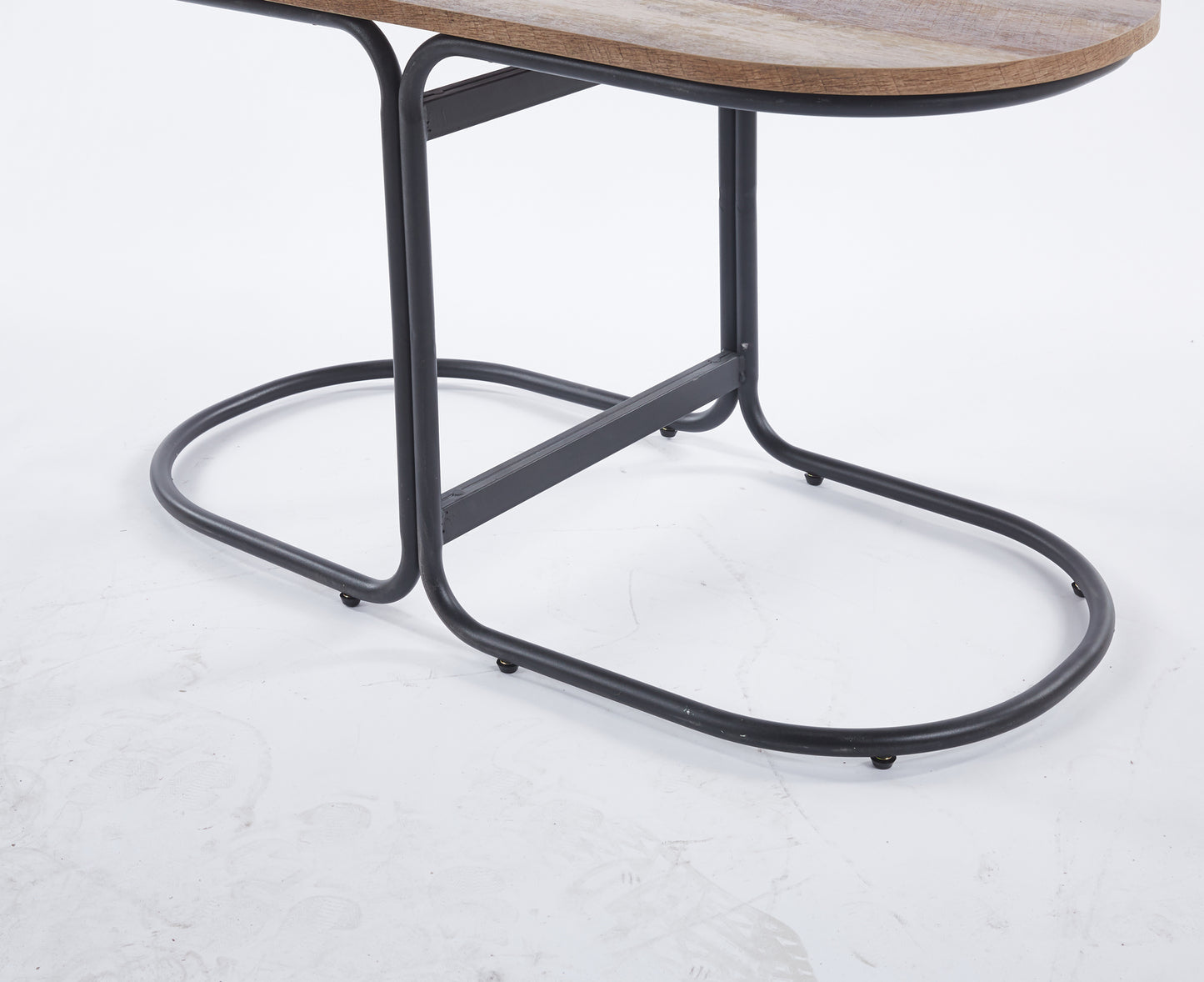 3 Piece Set Coffee Table & Ottoman Wood Side End Table Industrial - Dark Grey