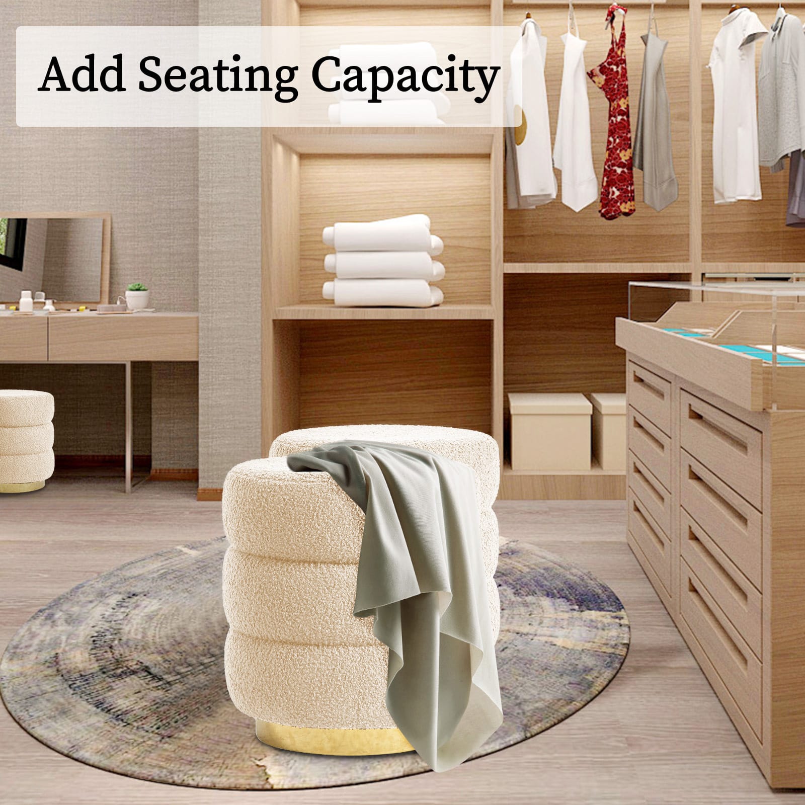 Beige stool 38x38x41cm, view 11