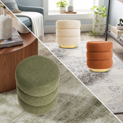 Beige stool 38x38x41cm, in room setting