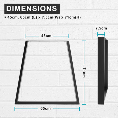 2 Set 45 X 65 X 71Cm Black Coffee Dining Table Legs Bench Trapezium Diy Steel Metal