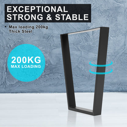 2 Set 65 X 40 X 71Cm Black Coffee Dining Table Legs Bench Trapezium Diy Steel Metal