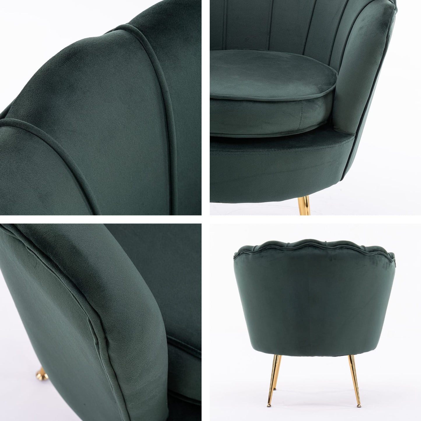 Velvet Armchair Ottoman Set Green 63x73x74cm