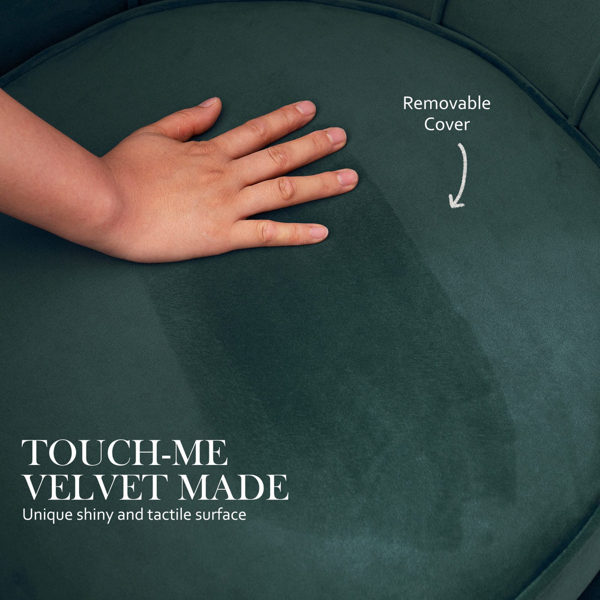 Velvet Armchair Ottoman Set Green 63x73x74cm