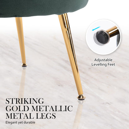 Velvet Armchair Ottoman Set Green 63x73x74cm