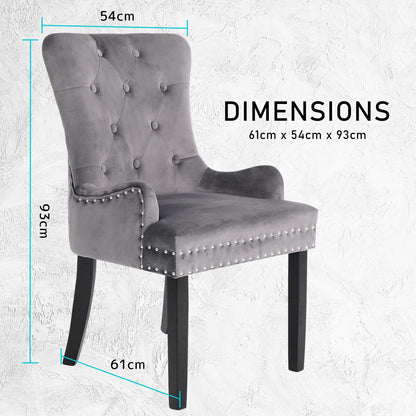 Velvet Dining Chair Grey 61x54x93cm
