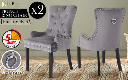 Velvet Dining Chair Grey 61x54x93cm