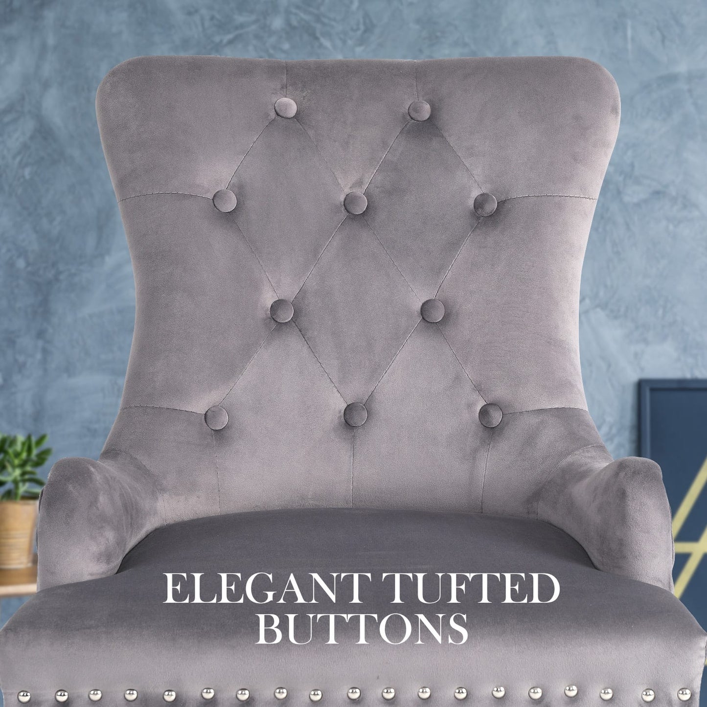 Velvet Dining Chair Grey 61x54x93cm