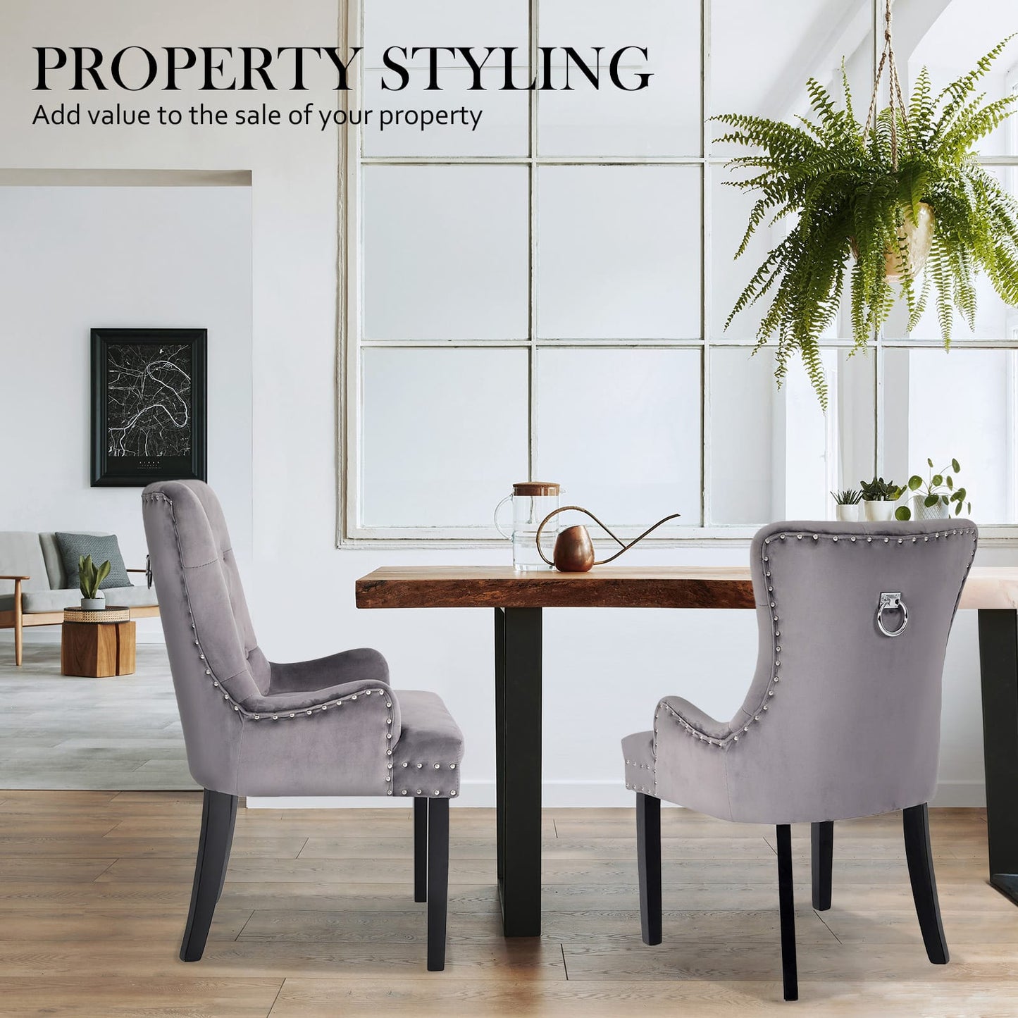Velvet Dining Chair Grey 61x54x93cm