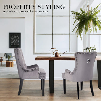 Velvet Dining Chair Grey 61x54x93cm