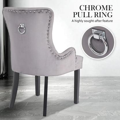 Velvet Dining Chair Grey 61x54x93cm