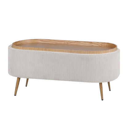 Storage Ottoman Cream Fabric 95x42x42.5cm