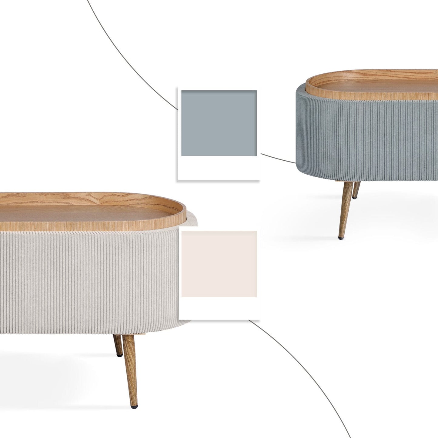 Storage Ottoman Cream Fabric 95x42x42.5cm