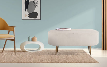 Storage Ottoman Cream Fabric 95x42x42.5cm