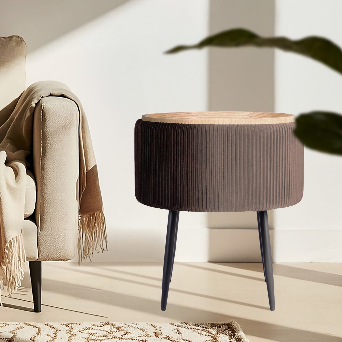 Velvet Storage Ottoman Footstool 50x50x58.5cm