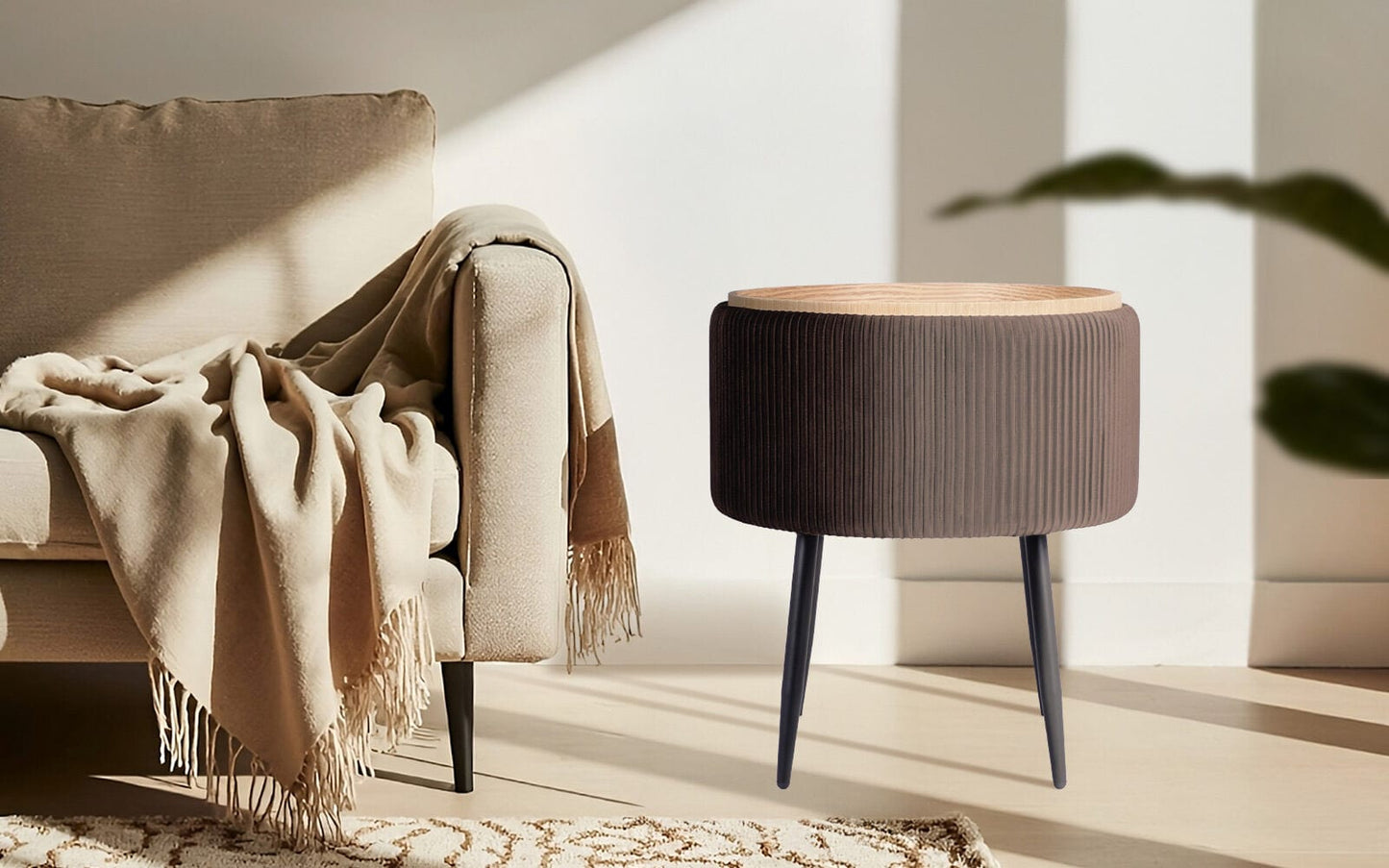 Velvet Storage Ottoman Footstool 50x50x58.5cm