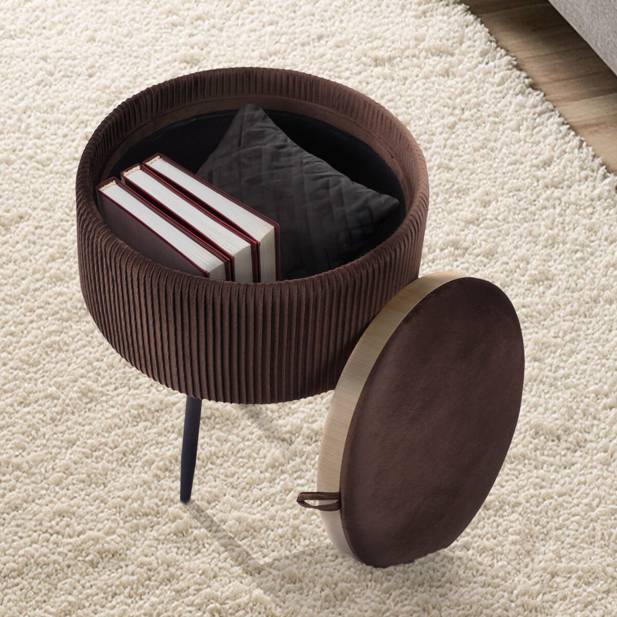 Velvet Storage Ottoman Footstool 50x50x58.5cm
