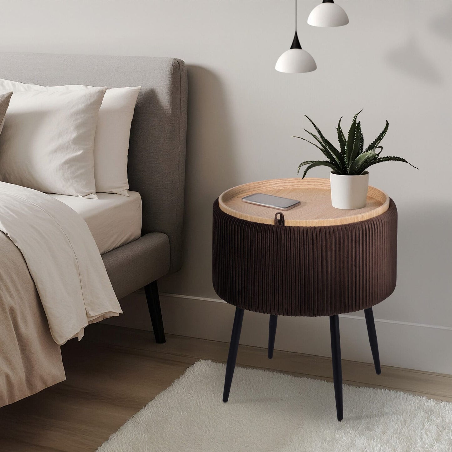 Velvet Storage Ottoman Footstool 50x50x58.5cm