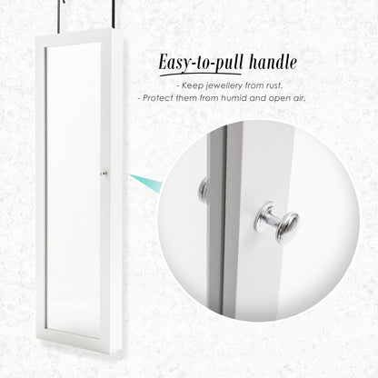 120Cm White Wall Mount Mirror Jewellery Cabinet Storage Organiser Wallis
