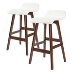 2 Set 65Cm White Brown Wooden Bar Stool Sophia Leather