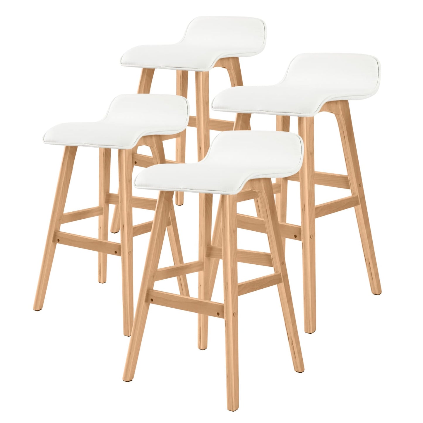 White Bar Stool Leather 40.5x41.5x75.5cm