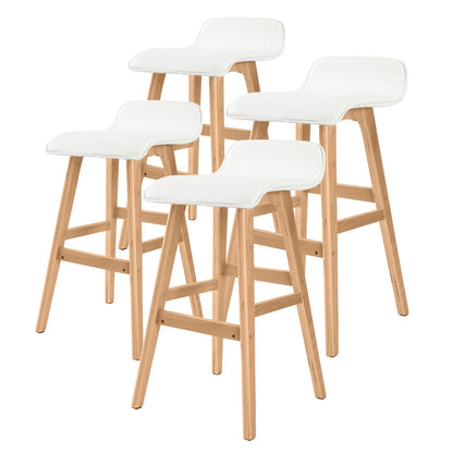 White Bar Stool Leather 40.5x41.5x75.5cm